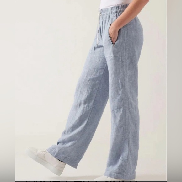 Athleta chambray blue Cabo linen wide leg pant size 4 - Picture 6 of 11